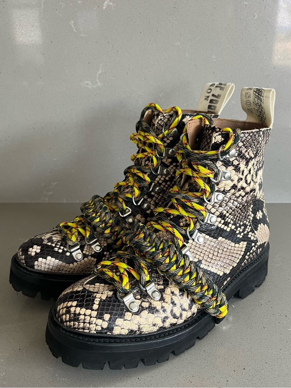 House Of Holland X Grenson Brown Snakeskin Leather Hiker Combat Boots UK4 US6 - Picture 3 of 13